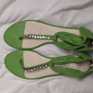 J. Renee Apple Green Sandals Size 11M Genuine Leather